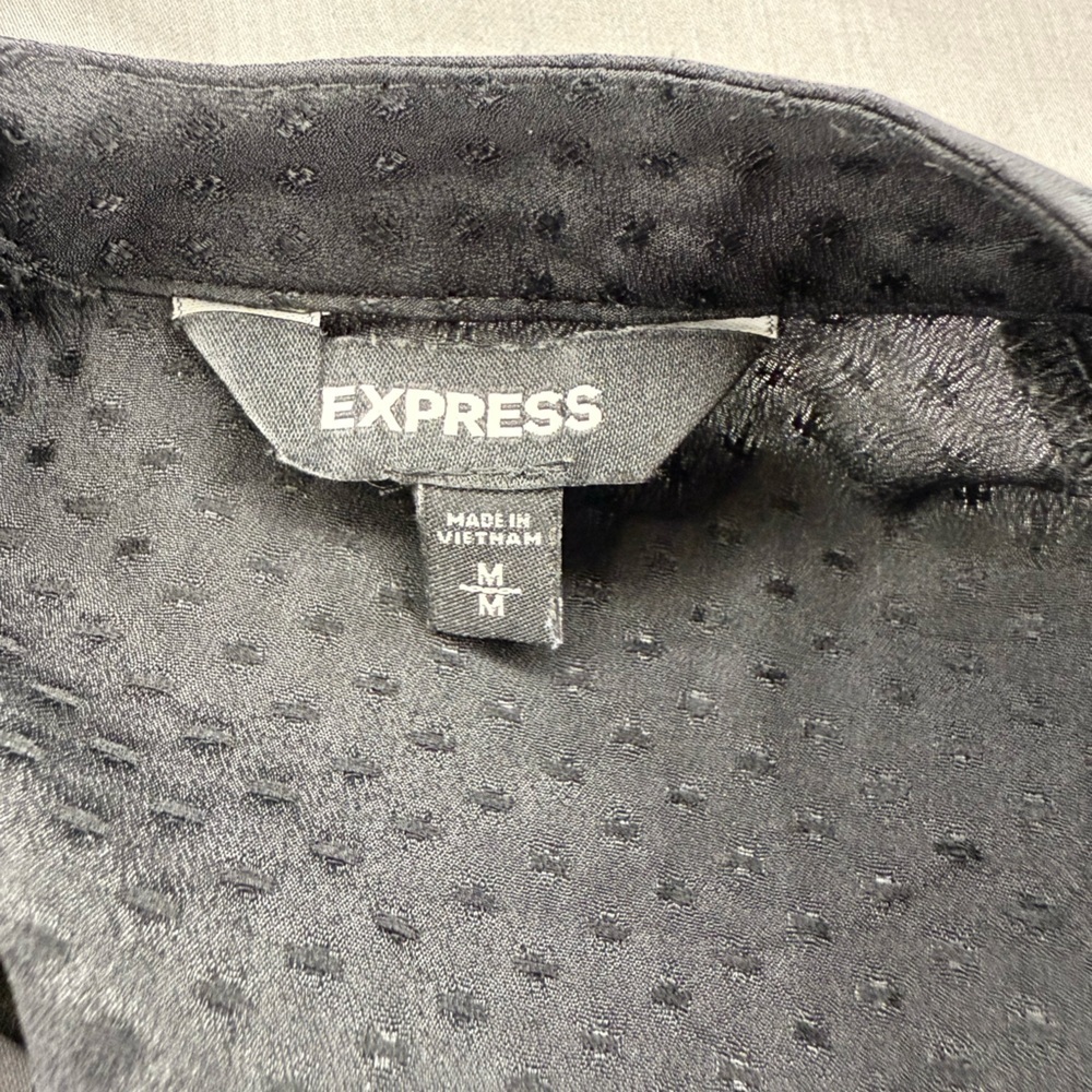 Express Black Polka Dot Ruffle Sleeve Blouse – Size Medium - Picture 9 of 9